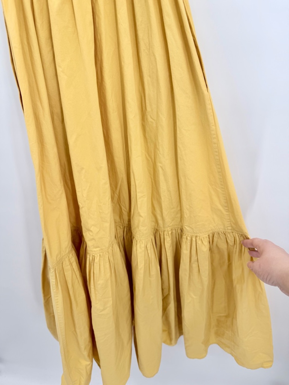 A.L.C. Austyn Smocked Maxi Dress Maize Yellow Cotton Size 4 - Picture 11 of 11